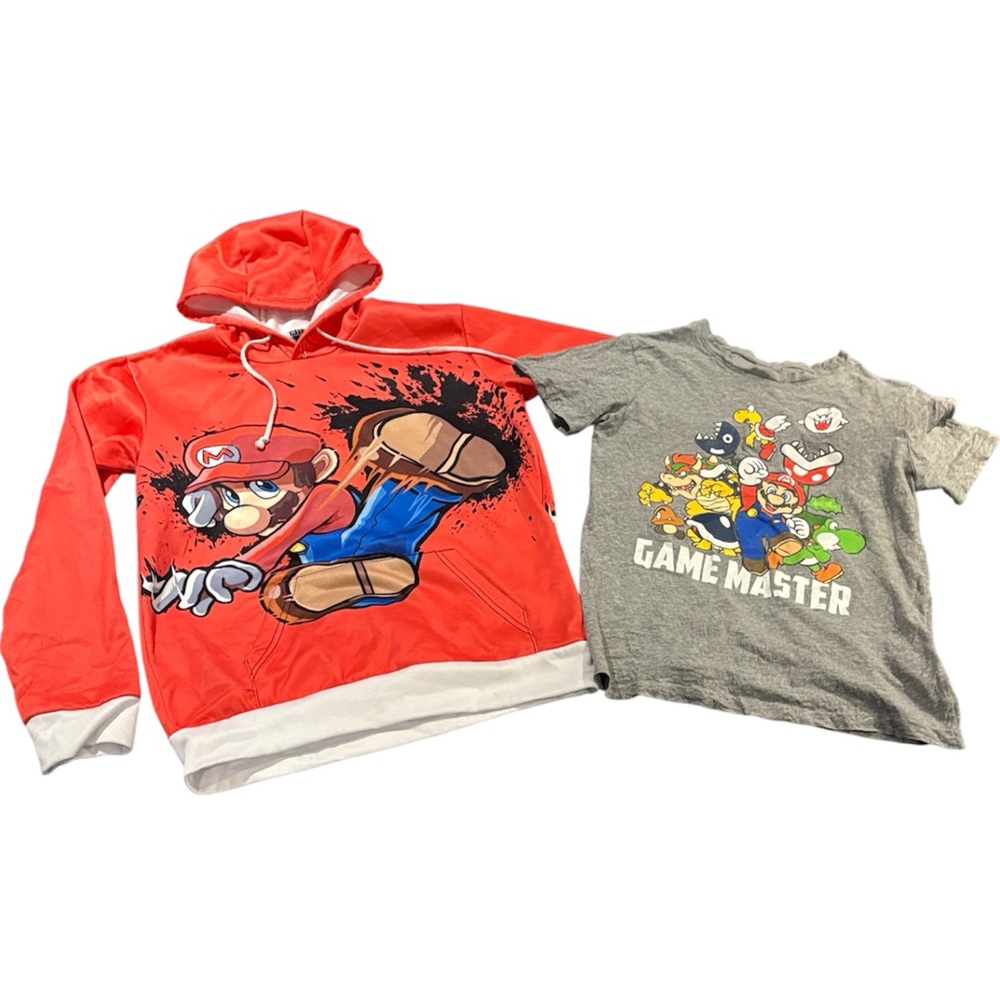 Nintendo Super Mario Graphic Red Hoodie & Short Sleeve Tee for Kids - size L(14)